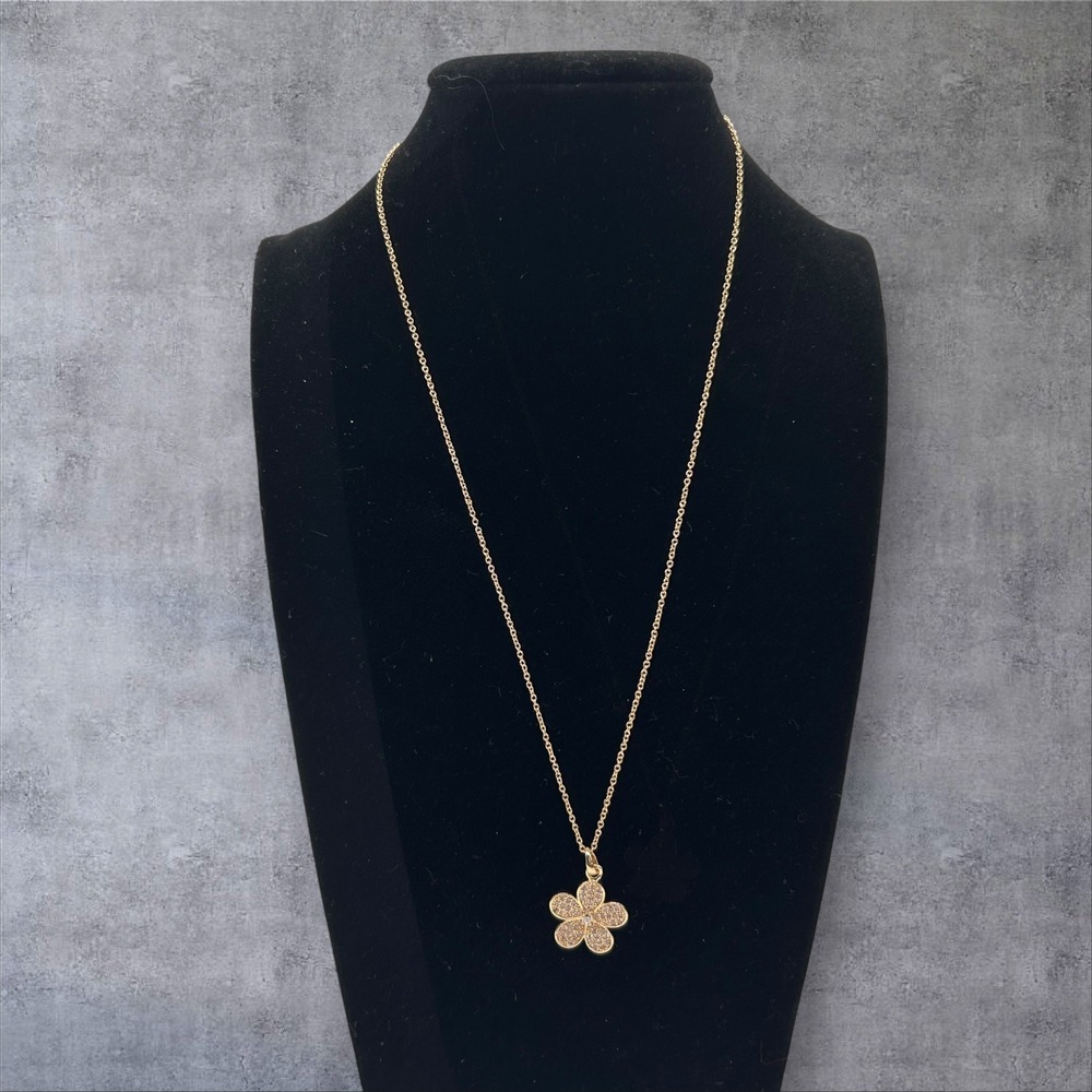NEW Lot of 10 Gold Flower Necklaces Rhinestones Reseller Bundle Adjustable Chain - Picture 4 of 8